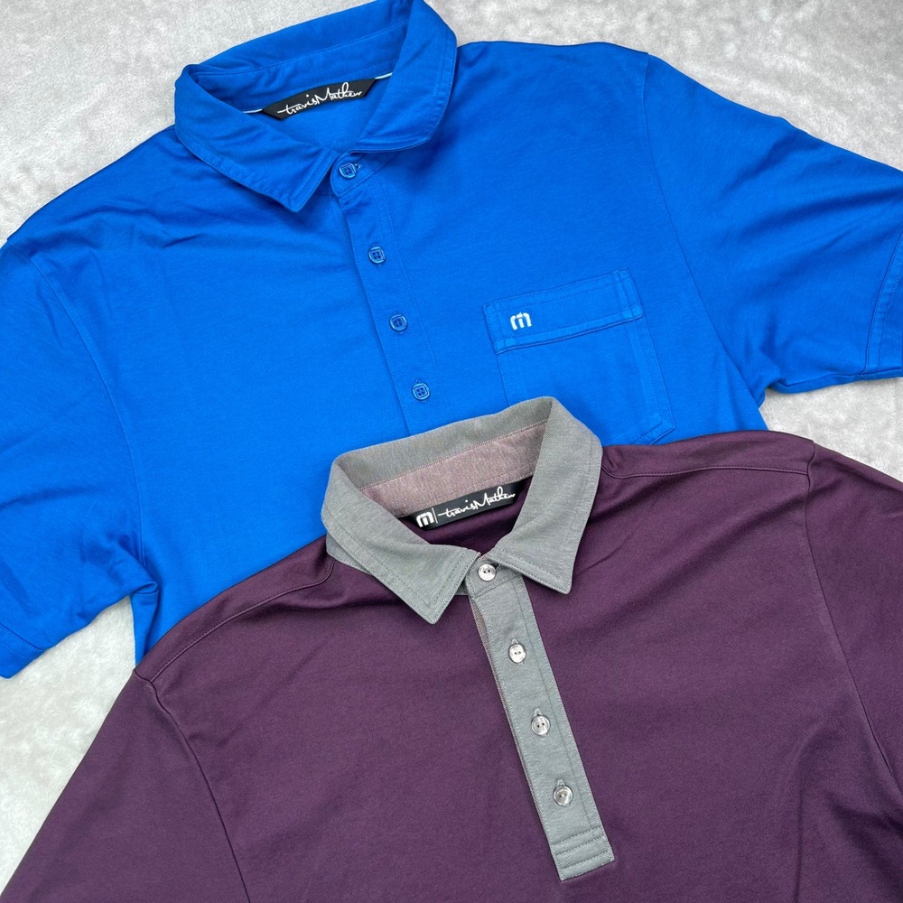 Travis‎ Mathew Golf Polo Shirt Mens Small Blue Purple Pima Cotton Blend Lot of 2